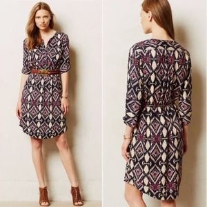 Anthropologie Holding Horses Women's Patterned 3/4 Sleeve Dress. Size 2‎